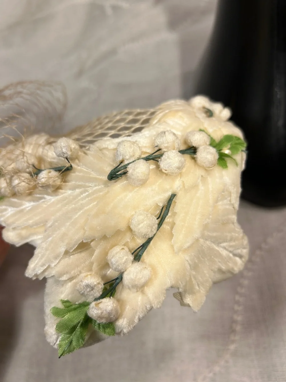 Vintage floral flower headpiece halo piece Lily of the Valley - Picture 10 of 12
